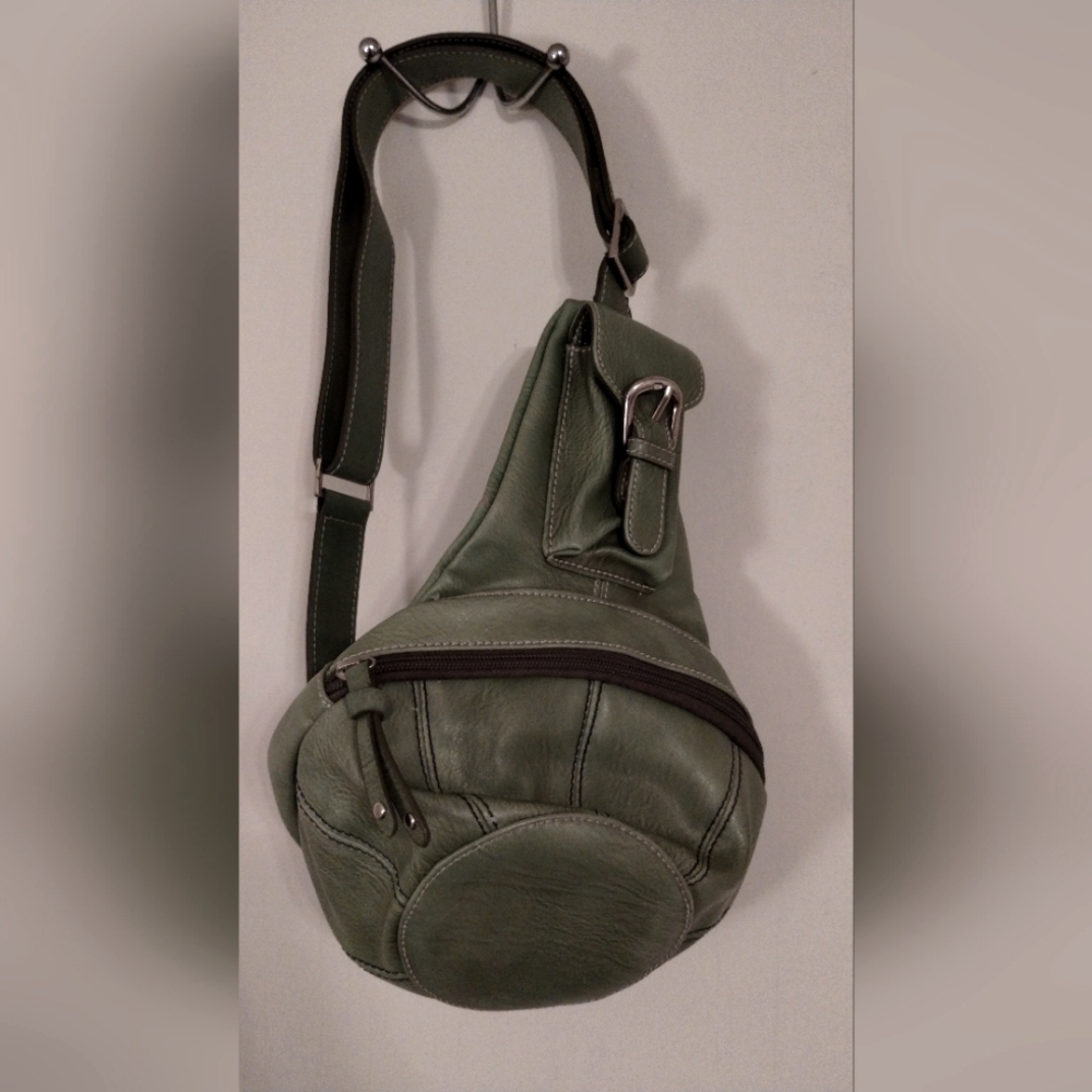 Vintage Bellerose Olive Green Leather Sling bag